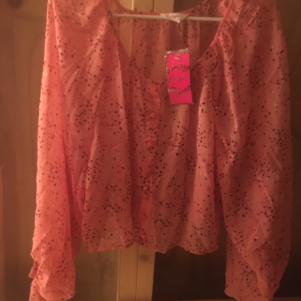 🥳Candie’s Star Print Pink Blouse
